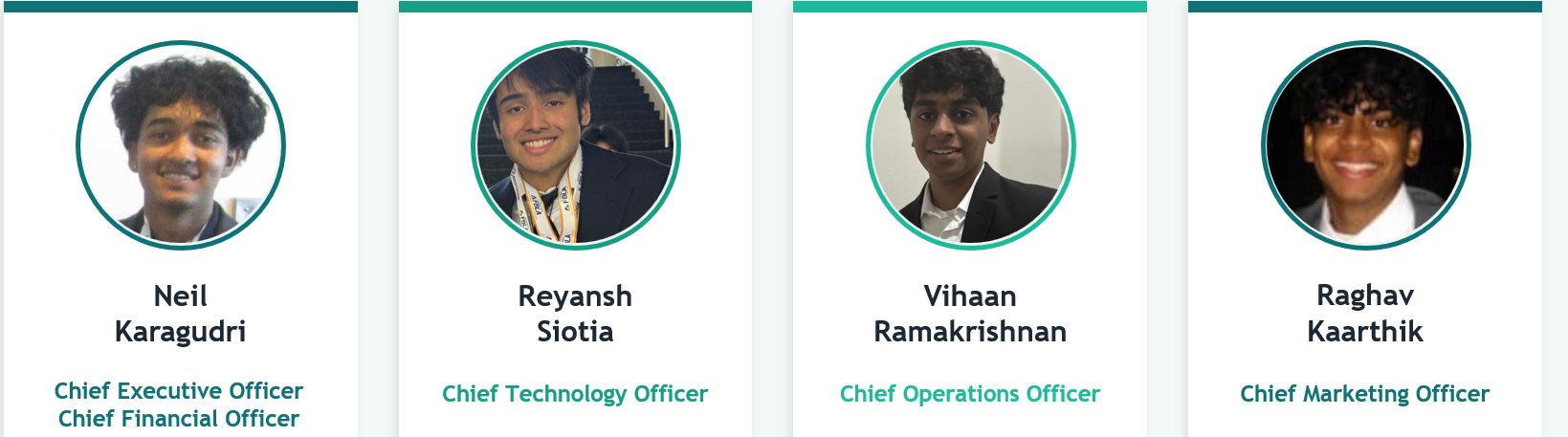 Healix team: Neil Karagudri (CEO/CFO), Reyansh Siotia (CTO), Vihaan Ramakrishnan (COO), Raghav Kaarthik (CMO)